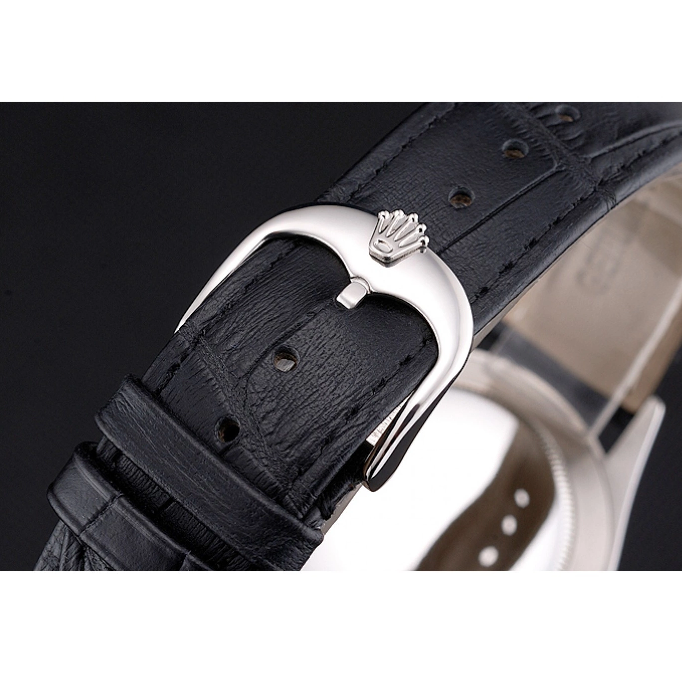 Aaa replica watch Dial Case Datejust Rolex Stainless Swiss Black Steel Strap Leather White 0723